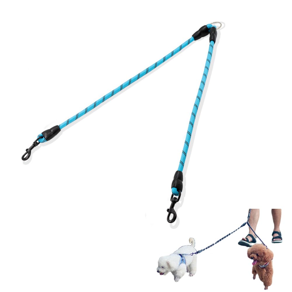 Mystercome Double Dog Leash 2 Way Coupler Anti Chew Dog Leash Extension Splitter Lead For 2 Small Dogs Walking (60Cm)