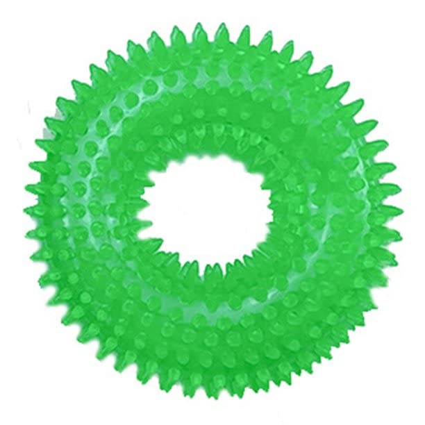 Pet Needs Durable Spiky Dog Chew Ring  Interactive Rubber Teething Toy for Puppies & Cats  Dental Health Massage Ring for Gums