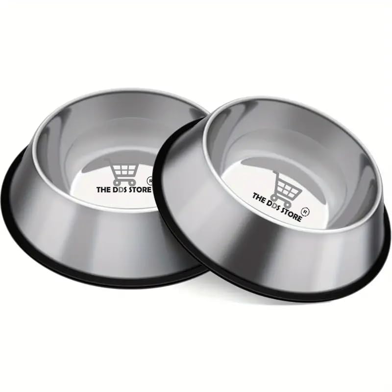 Stainless Steel Dog Bowls,Dog Cat Bowl Water And Food With Rubber Base For Small/Medium Cats, Puppy Rabbit And Kitten (2 X 700Ml