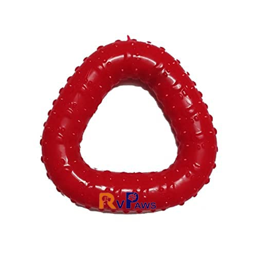 Rvpaws Natural Rubber Triangle Dog Chew Toy, Puppy Teething Toy, 5 Inches Red Color