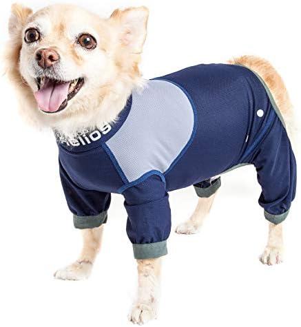Dog Helios  Tail Runner Lightweight 4Waystretch Breathable Full Bodied Performance Dog Track Suit, Blue And Grey  Medium
