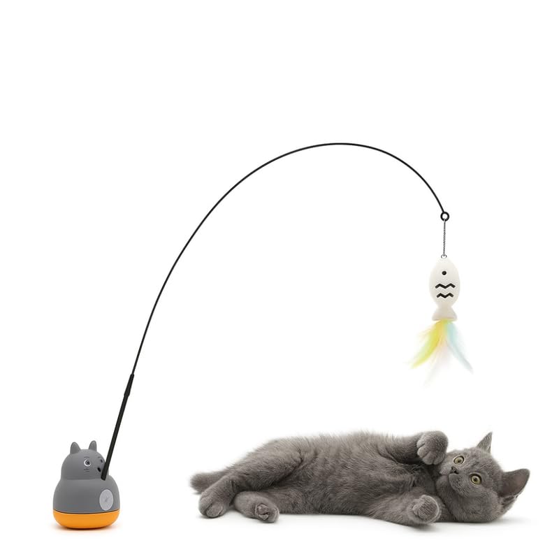 Kittupet Interactive Cat Toy Set  Feather Wand With Fish Teaser & Cute Cat Shaped Toy | Fun Play & Exercise For Kittens And Cat