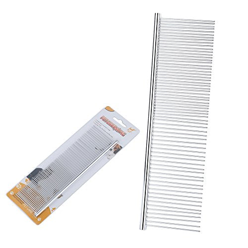 Ouzen Dog Comb Pet Stainless 2 In 1 Steel Grooming Dematting Hair Comb