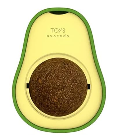 Silvervine, Gall Fruit Catnip Wall Toy, Rotatable, Cat Wall Treats,Chew Toys, Edible Cat Licking Toy (Avocado Shape)
