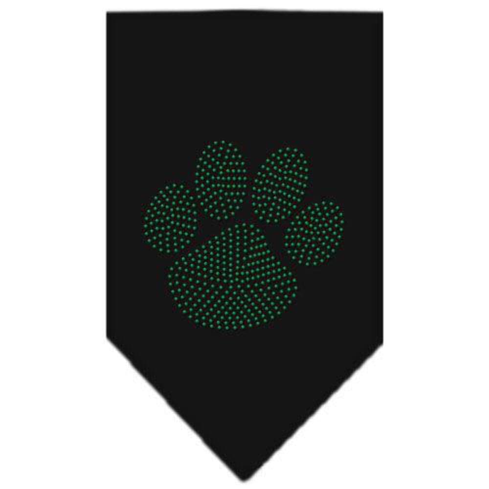 Pet and Dog Bandana Rhinestone, Paw Green White Large