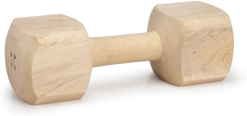 Woofy Wooden Dumbbell Chew Toy, 100% Natural Wood Training Toy For Dogs And Puppies  Keeps Teeth And Gums Healthy Oral Care