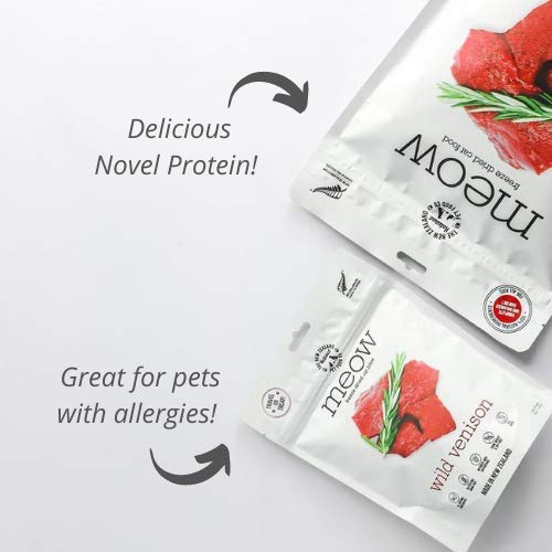 The New Zealand Natural Pet Food Co. Meow Freeze Dried Cat Food - Wild Venison Recipe, High Protein Treats, Meals & Toppers, Dry