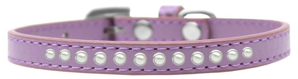 Dog, Puppy & Pet Fashion Collar, One Row Pearl Rimsets - 12 - Lavender