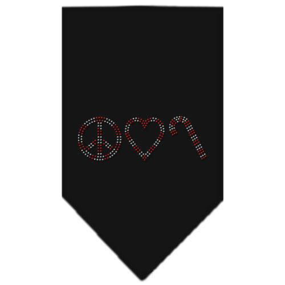 Mirage Pet Products Peace Love Candy Cane Rhinestone Bandana, Small, White