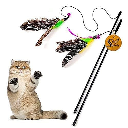 Sage Square Giant 47 Cm Jumbo Size Cat Playful PetFriendly Toy, Teaser Stick With Feather, Training Toy, Teaser Wand For Cat/Ki