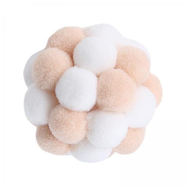 Ujeavette 6Xcat Toy Balls With Bells Soft Indoor Cats Kitty Kitten Interactive Cat Toys White Light Brown