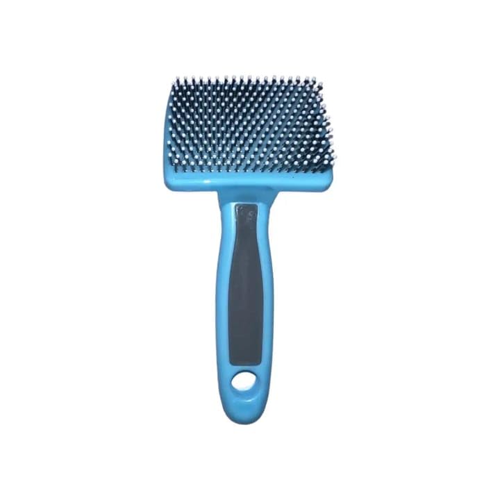 Rizopets Pet Grooming Brush With Ergonomic Handle, Blue, SelfCleaning Slicker Brush For Dogs And Cats