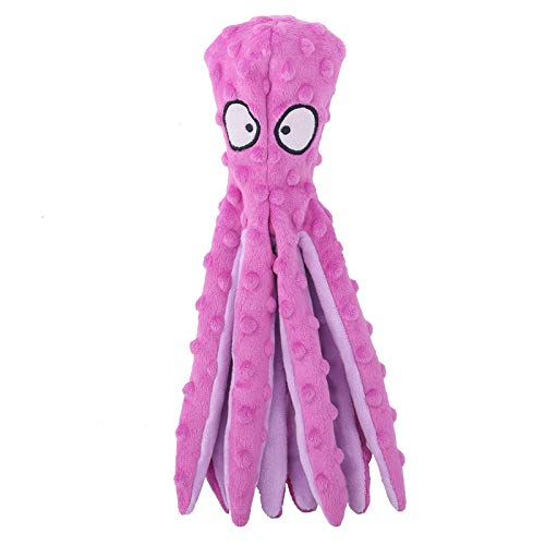 Petvogue Dog Squeaky Crinckle Toys Octopus, No Stuffing Crinkle Paper Cracking Plush Toy For Puppy Teething, Durable Interactive