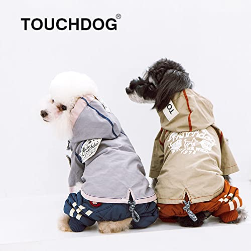 Touchdog 'Cloudburst' Reversible Dog Raincoat - Waterproof Dog Coat And Adjustable Rainbreaker Pet Raincoat Or Outdoor Dog Jacket With Built-In Hood