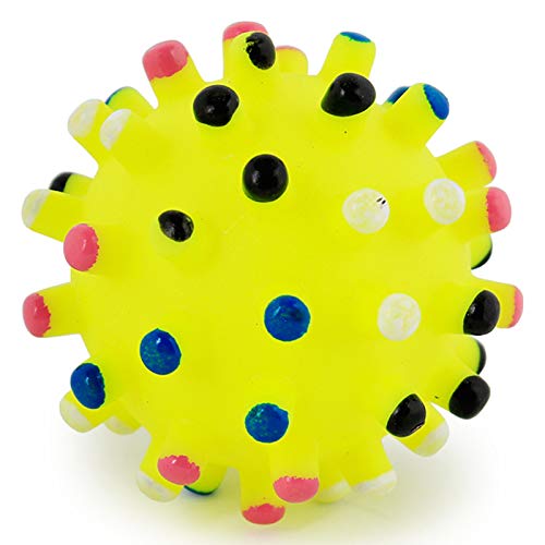 Psk Pet Mart Pack Of 2 Pet Dog Puppy Thorny Ball Molar Teeth Cleaning Chewing Squeaky Sound Toy  Yellow