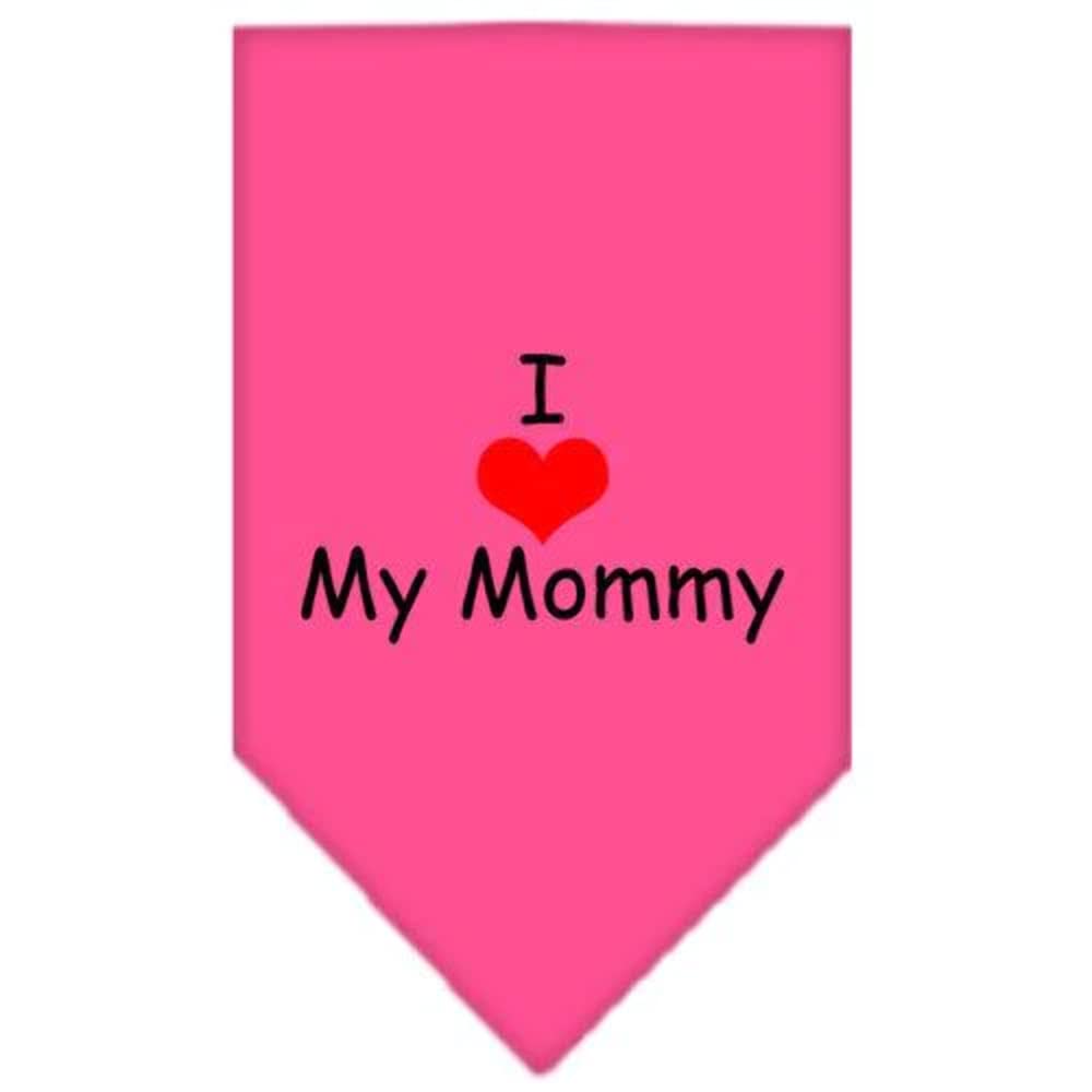 Pet and Dog Bandana Screen Printed, "I Love My Mommy" Orange Small