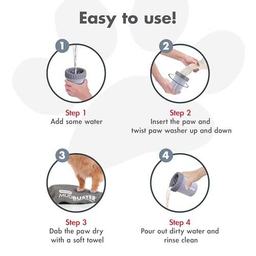 Dexas Mudbuster Portable Dog Paw Washer/Paw Cleaner, Medium, Light Gray