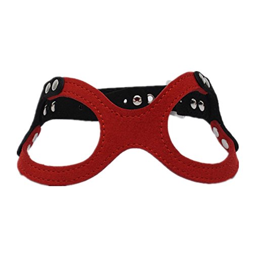 Dogs Kingdom Classic Leather Belt Dog Harness Dog Eyeglass Chest Strap Double-Sided Ultra-Fiber Material Red M