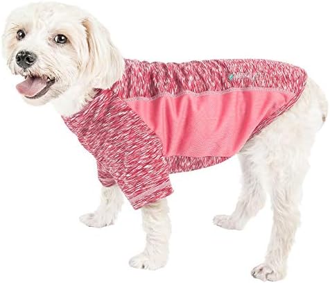 Pet Life  Active Warf Speed Heathered Ultrastretch Sporty Performance Dog Tshirt, Pink Heather With Light Pink  Medium