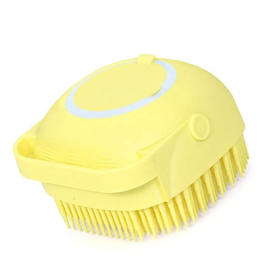 Brillar Dog Bath Brush With Shampoo Container For Dogs And Cats Bathing Grooming Pet Scrubber Soft Rubber Silicone Massage Brush