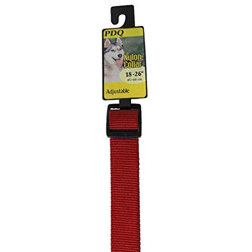 Dog Adjustable Collar 1 x 18 - 26 Nylon Red