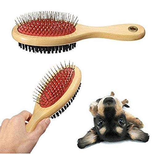 Rvpaws 2 In 1 Nylon Bristles & Rounded Pins With Wooden H&Le Dog, Cat, Puppy Pet Grooming Brush For Large & Adult Dogs Of All Br
