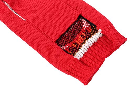 Penguin Red Holiday Festive Christmas Dog Sweater For Dogs, Medium M Back Length 13'