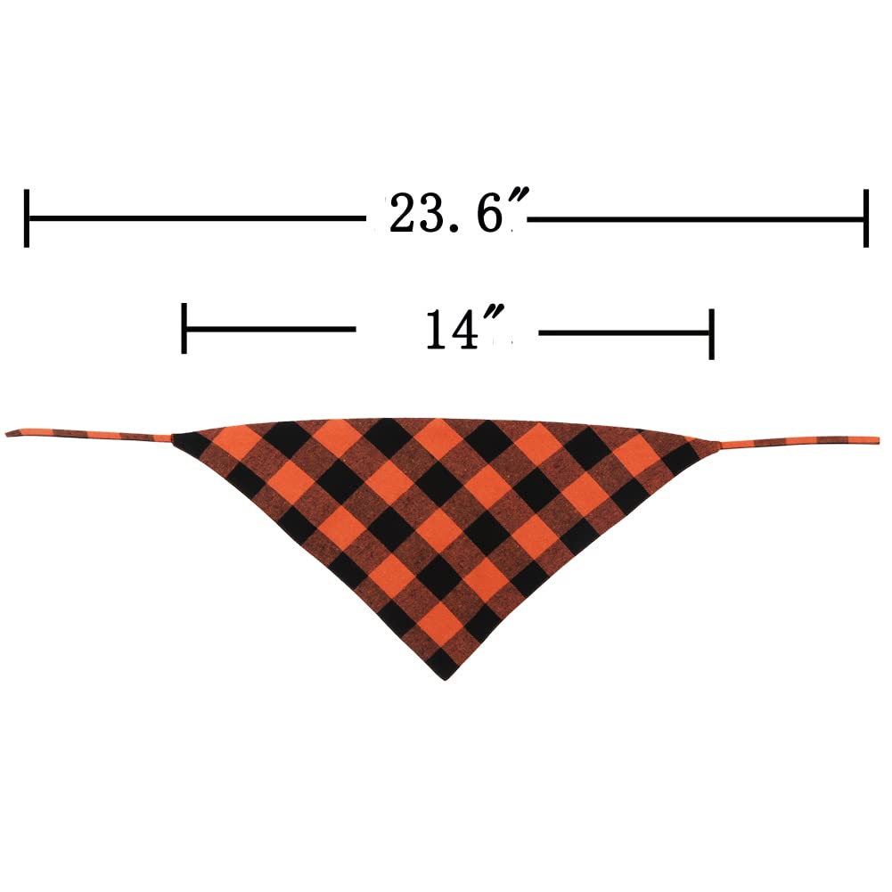 Fall Dog Bandana Autumn Thanksgiving Halloween Plaid Reversible Triangle Bibs Scarf Accessories For Dogs Pets