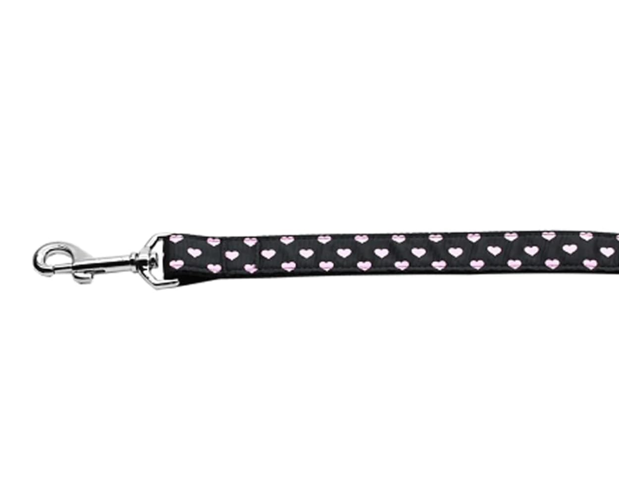 Pet Dog and Cat Nylon Collar or Leash, "Pink & Black Dotty Hearts" 5/8" w x 6 ft. leash