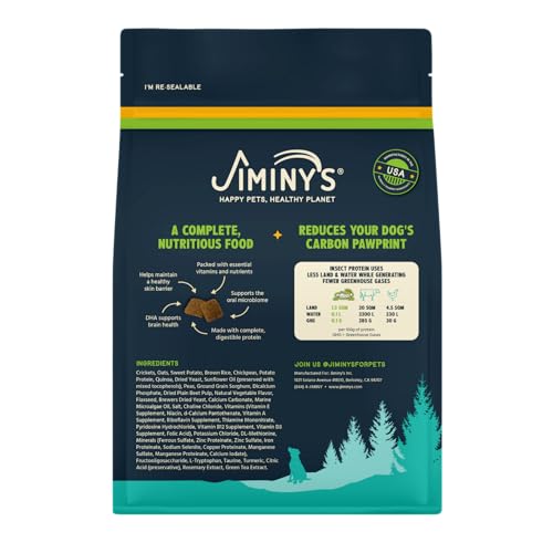 Jiminy's Cravin' Cricket Dry Dog Food - Sensitive Stomach, Probiotic, 24lb Bag, Hypoallergenic, Made in USA