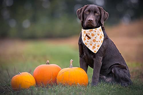 Lionheart Glory Dog Bandana 1 Pack Washable Soft Cotton Halloween Pumpkin Bibs Scarf, Adjustable Kerchief Square Dog Bandanas For Large Dogs