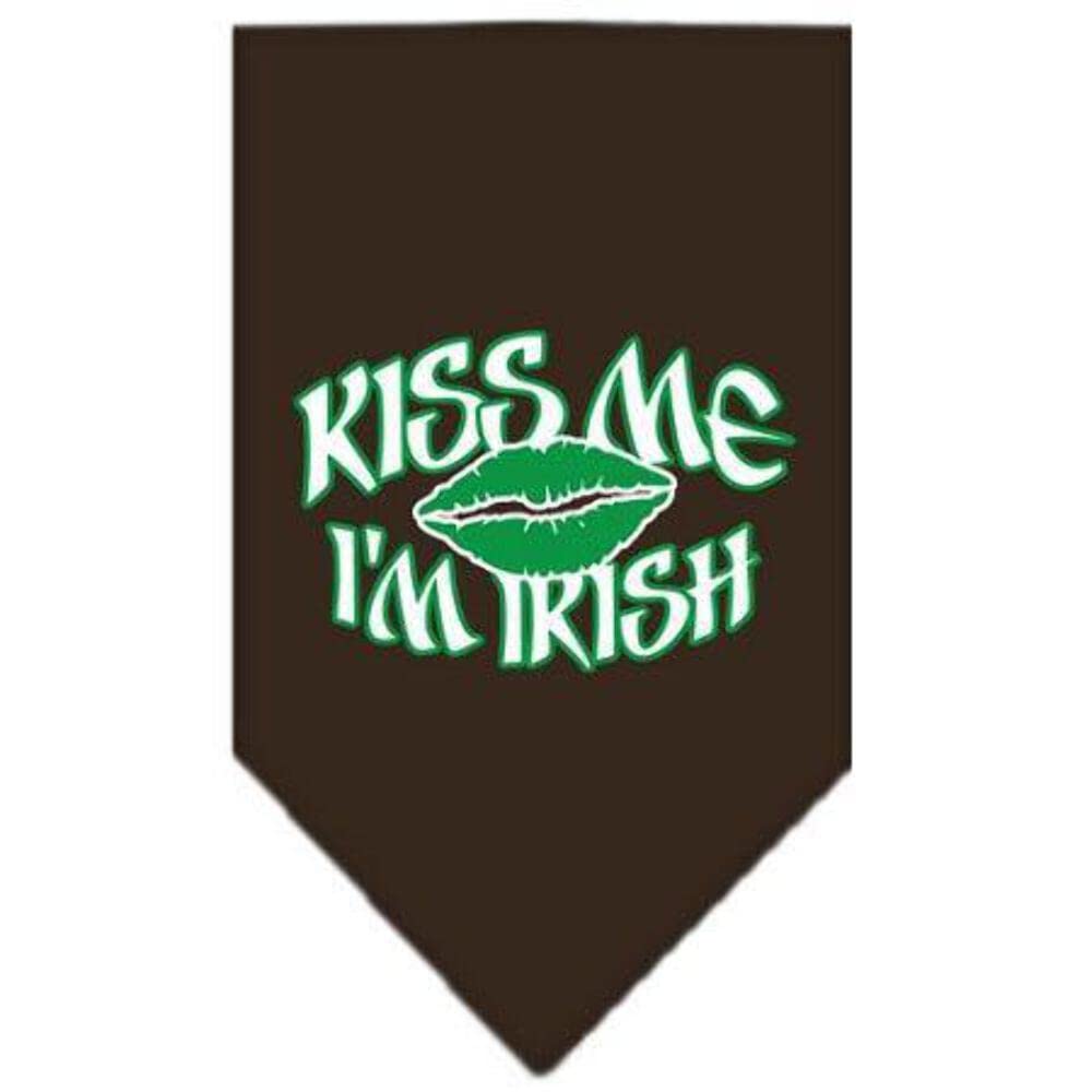 Mirage Pet Products Kiss Me I'm Irish Screen Print Bandana, Small, Cocoa