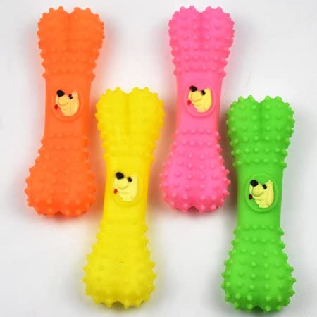 Psk Pet Mart Squeaky Interactive Colorful Squeaky Puppy Face Non Toxic Sound Bone Shape Plastic Pet Toys With Whistle For Dogs, 