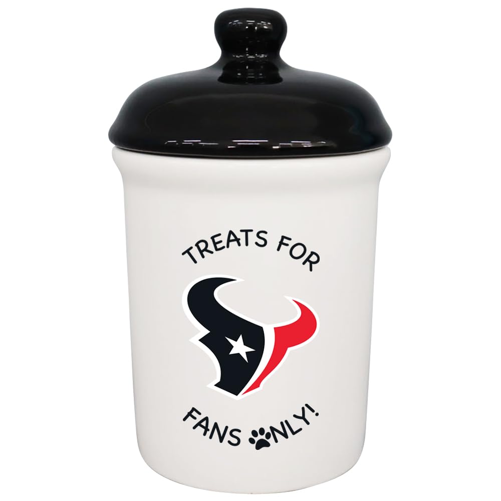 The Memory Company | Licensed NFL Treats for Team Fans Only Ceramic Pet Treat Canister,Houston Texans