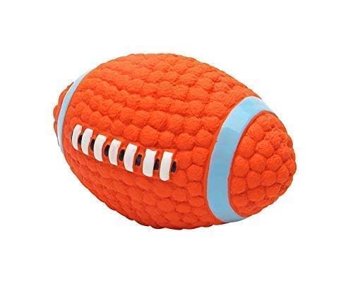 Petjoy Interactive NonToxic Soft Latex Squeaky Chew Toy For Puppies And Small Dogs (Teeth Rugby  Small) | Chewing, Floating, T