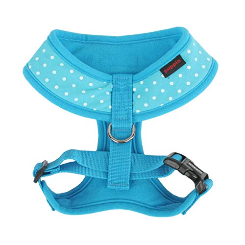 Puppia Dotty Dog Harness Over-The-Head No Pull No Choke Walking Training Adjustable for Small & Medium Dog, Large, Sky Blue