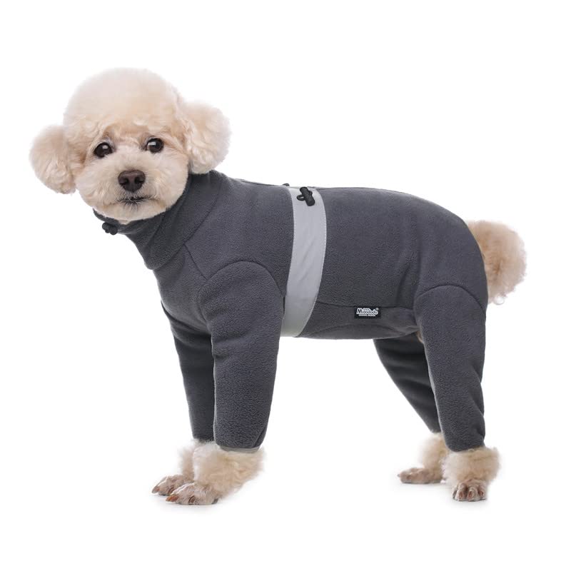 Polar Fleece Dog Pajamas Bodysuit - Small To Medium Dogs, Winter Jacket & Sweater Vest, Four-Legged Warm Clothes In Dark Grey