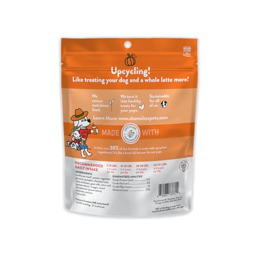 Shameless Pets Soft-Baked Dog Treats - Pumpkin Goats Milk Latte Grain-Free Dog Snacks for Medium & Large Dogs, Natural & Health