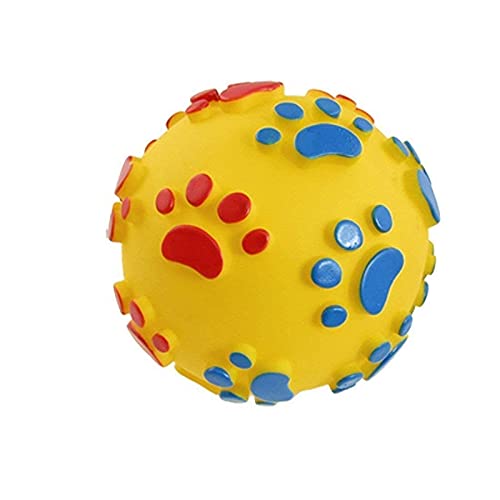 Dog Trust Paw Print Ball Toy Sound Squeaky Squeaker Dog Cat Chew Interactive Ball Squeak Playing Toy(1pcs)