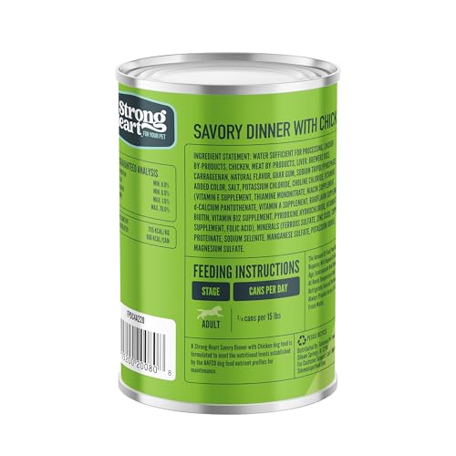 A Strong Heart Wet Dog Food, Savory Dinner with Chicken - 22 oz Cans (Pack of 12), Made in The USA with Real Chicken