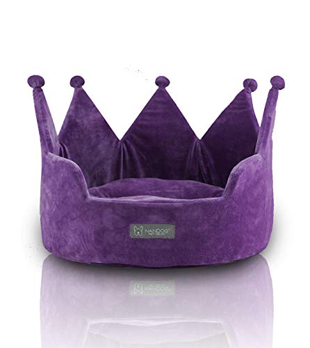 Nandog Pet Gear Crown Cozy Round Dog And Cat Bed Collection Washable Indoor Pet Bed For Small Breeds -Soft Bed Fits In Crate Or Kennel - Made Of Ultra Soft Micro-Plush Material (Purple)