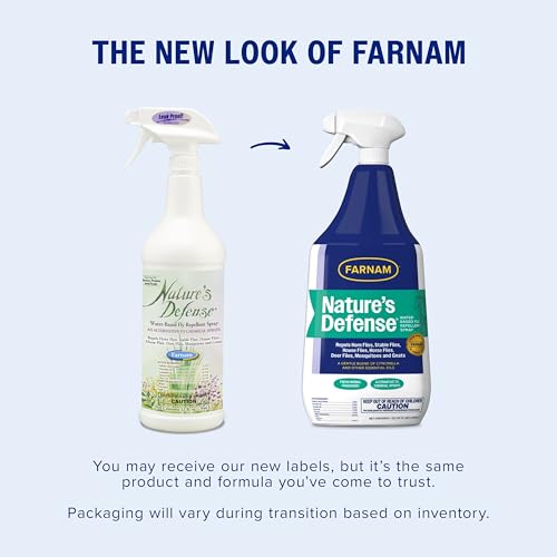 Farnam Natures Defense Water-Based Botanical Fly Repellent Spray for Horses, Ideal for Sensitive Skin, 32 oz