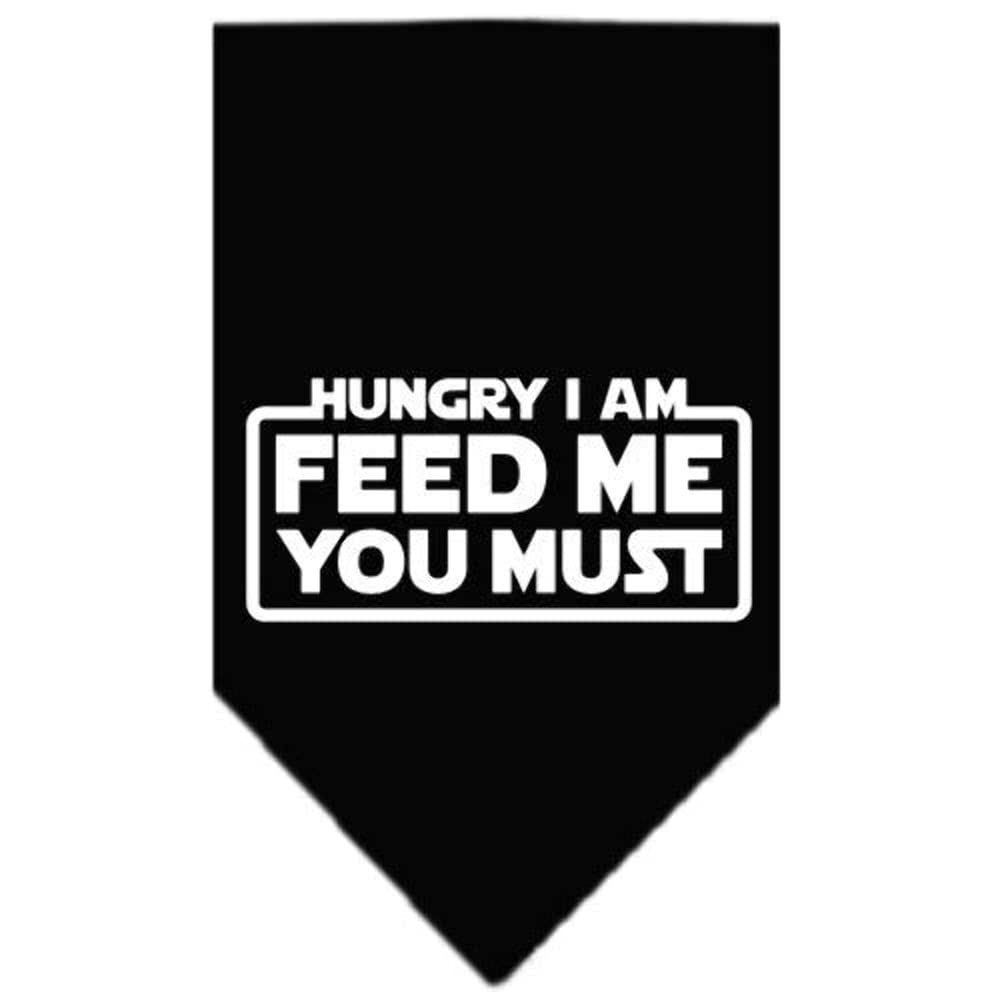 Pet and Dog Bandana Screen Printed, "Hungry I Am, Feed Me You Must" Light Pink Small