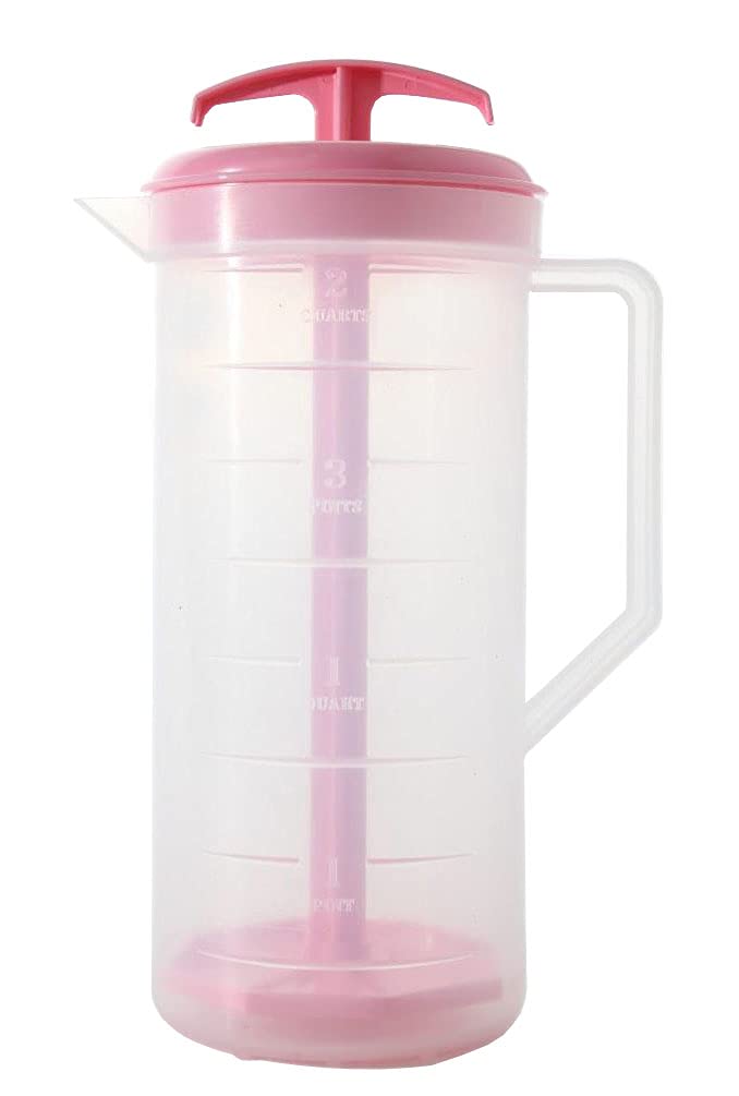 The Original MixStir Mixing Pitcher JBK Pottery - Mixing Pitcher for Drinks, Plastic Water Pitcher with Lid and Plunger with Ang