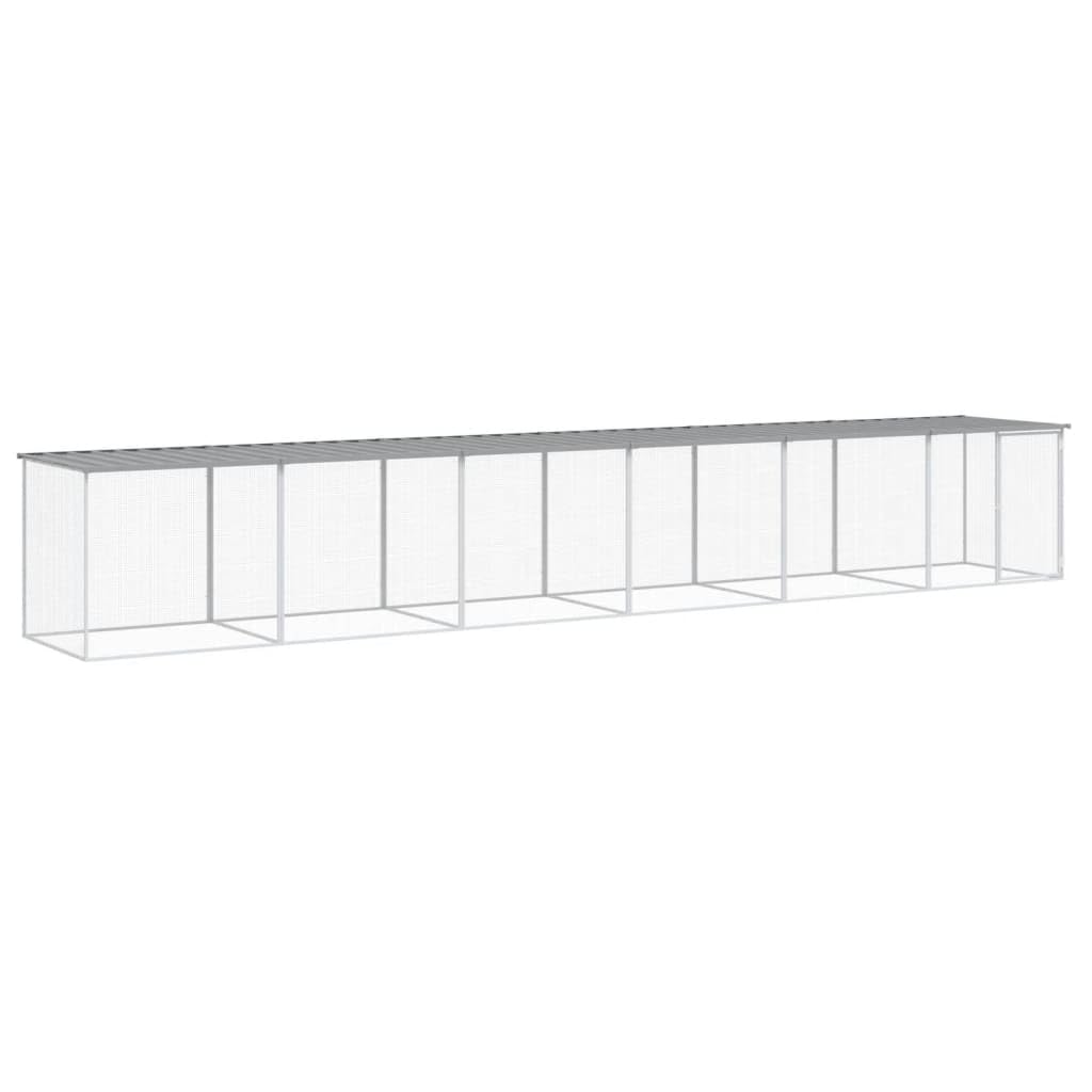 vidaXL Light Grey Chicken Cage with Roof | Galvanized Steel Outdoor Use 23.6 X 38.6 35.4 in Lockable Door Mesh Ventilation Desig