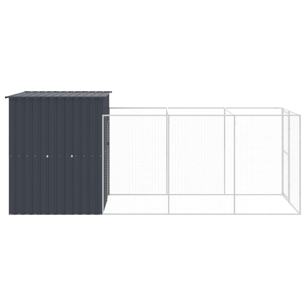 vidaXL Dog House with Run Anthracite 65x420.1x71.3 Galvanized Steel