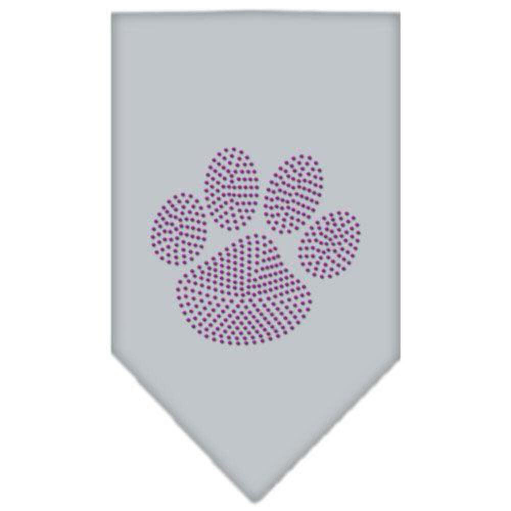 Mirage Pet Products Paw Purple Rhinestone Bandana, Small, White