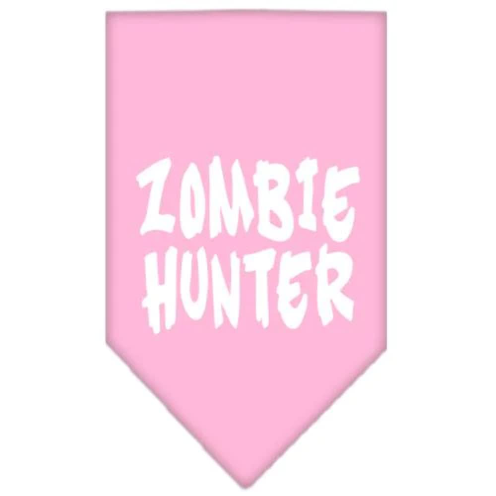 Halloween Pet and Dog Bandana Screen Printed, "Zombie Hunter" Bright Pink Small