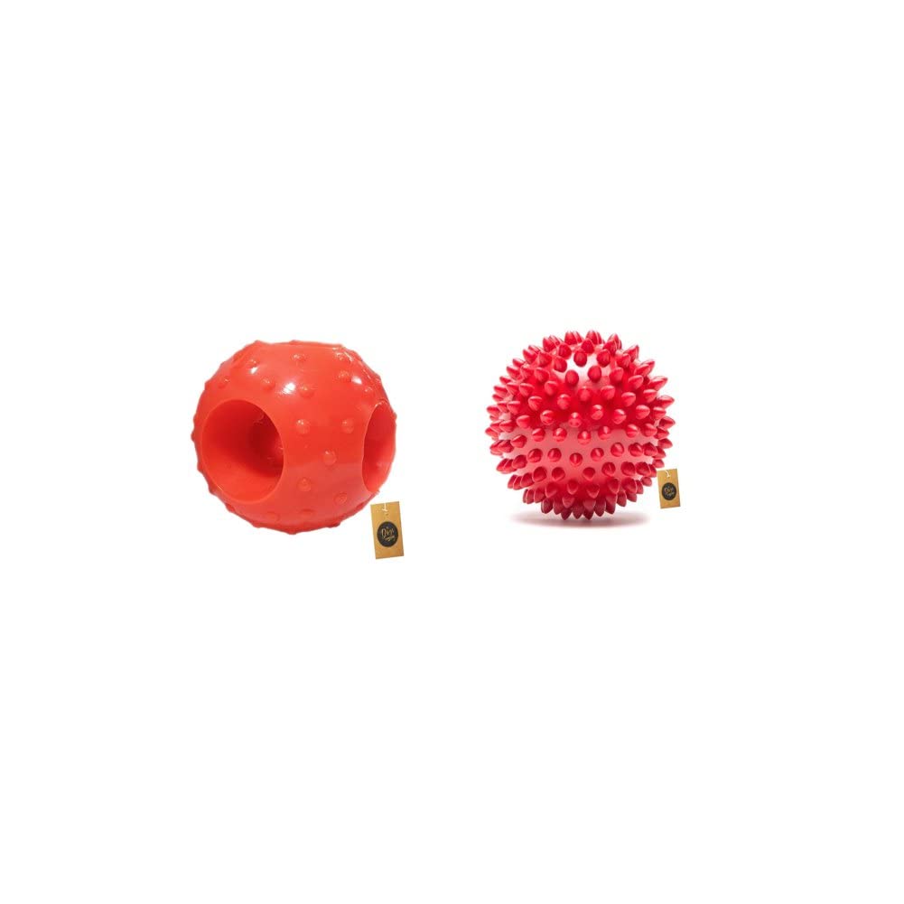 The Pets Company Rubber Dog Chew Toy Combo (Dog Spike Ball 3 + Dog Hole Ball 3) | Ball Toys For Small Dogs & Puppies