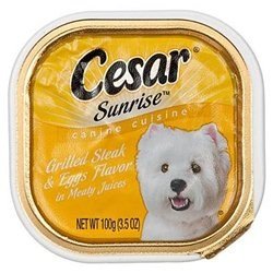 Cesar Wet Dog Food Classic Loaf in Sauce Grilled Steak and Eggs Flavor, 3.5 oz. Easy Peel Trays (24 Count, Pack of 1)